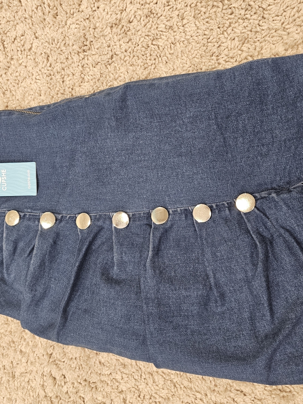 Dark Blue Denim Button-Accent Women's Skirt